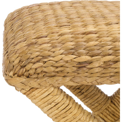 Wibaux Waterhyacinth Stool by HedgeApple Essentials in natural. Made from mahogany wood, abaca in a rustic style.