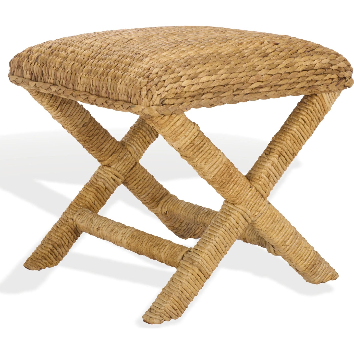 005 SI-2453931 | Primary Silo | Wibaux Waterhyacinth Stool by HedgeApple Essentials in natural. Made from mahogany wood, abaca in a rustic style.