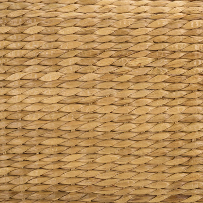 Wibaux Waterhyacinth Stool by HedgeApple Essentials in natural. Made from mahogany wood, abaca in a rustic style.