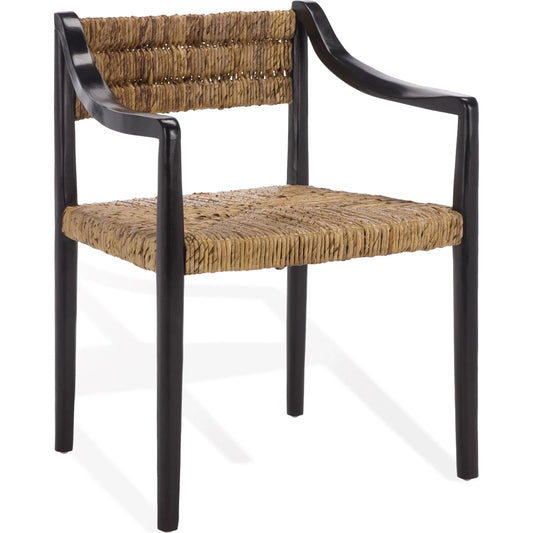 Ferry Woven Abaca Dining Chair by HedgeApple Essentials in black, natural. Made from mahogany wood, abaca in a rustic style.