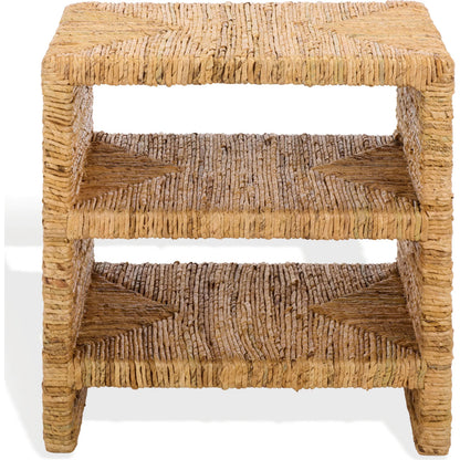 Sedgwick Abaca Accent Table by HedgeApple Essentials in natural. Made from mahogany wood, plywood, woven abaca in a unique style.