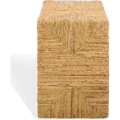 Sedgwick Abaca Accent Table by HedgeApple Essentials in natural. Made from mahogany wood, plywood, woven abaca in a unique style.