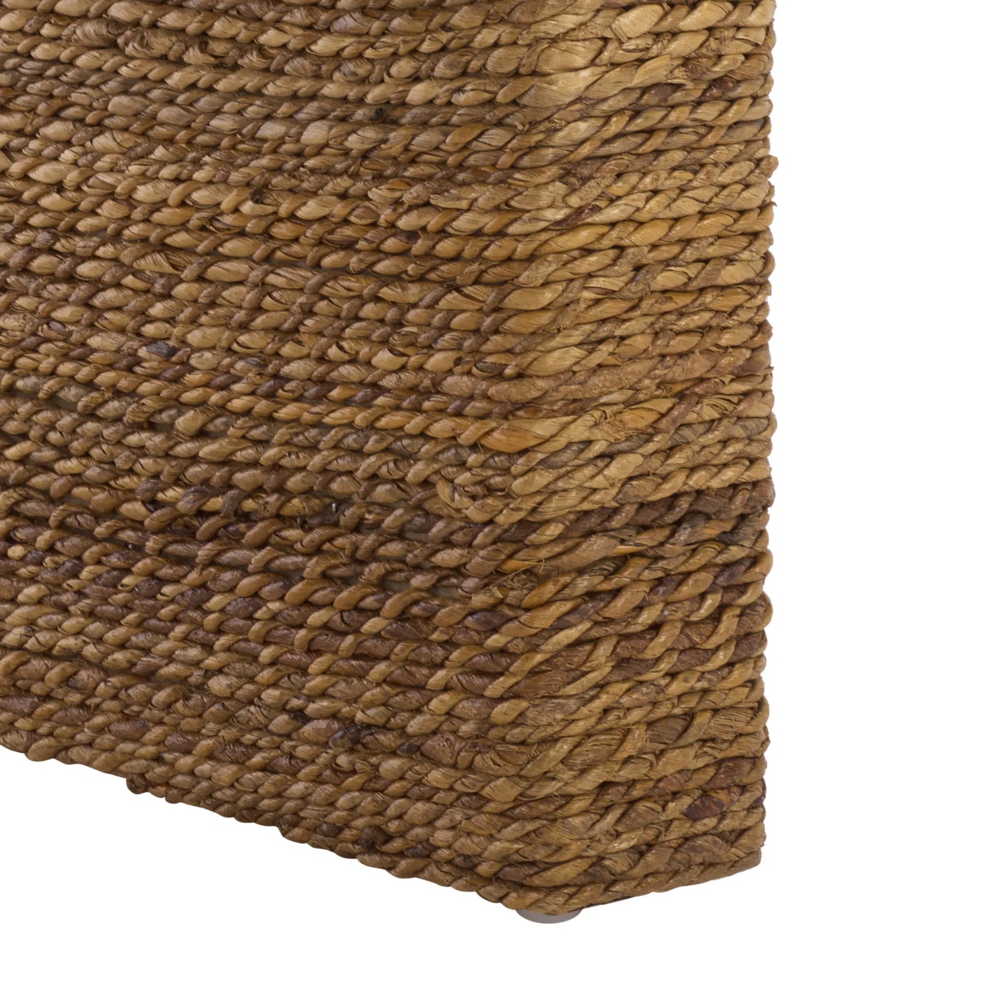 Hackberry Woven Abaca Bench by HedgeApple Essentials in natural. Made from mahogany wood, plywood, woven abaca in a unique style.
