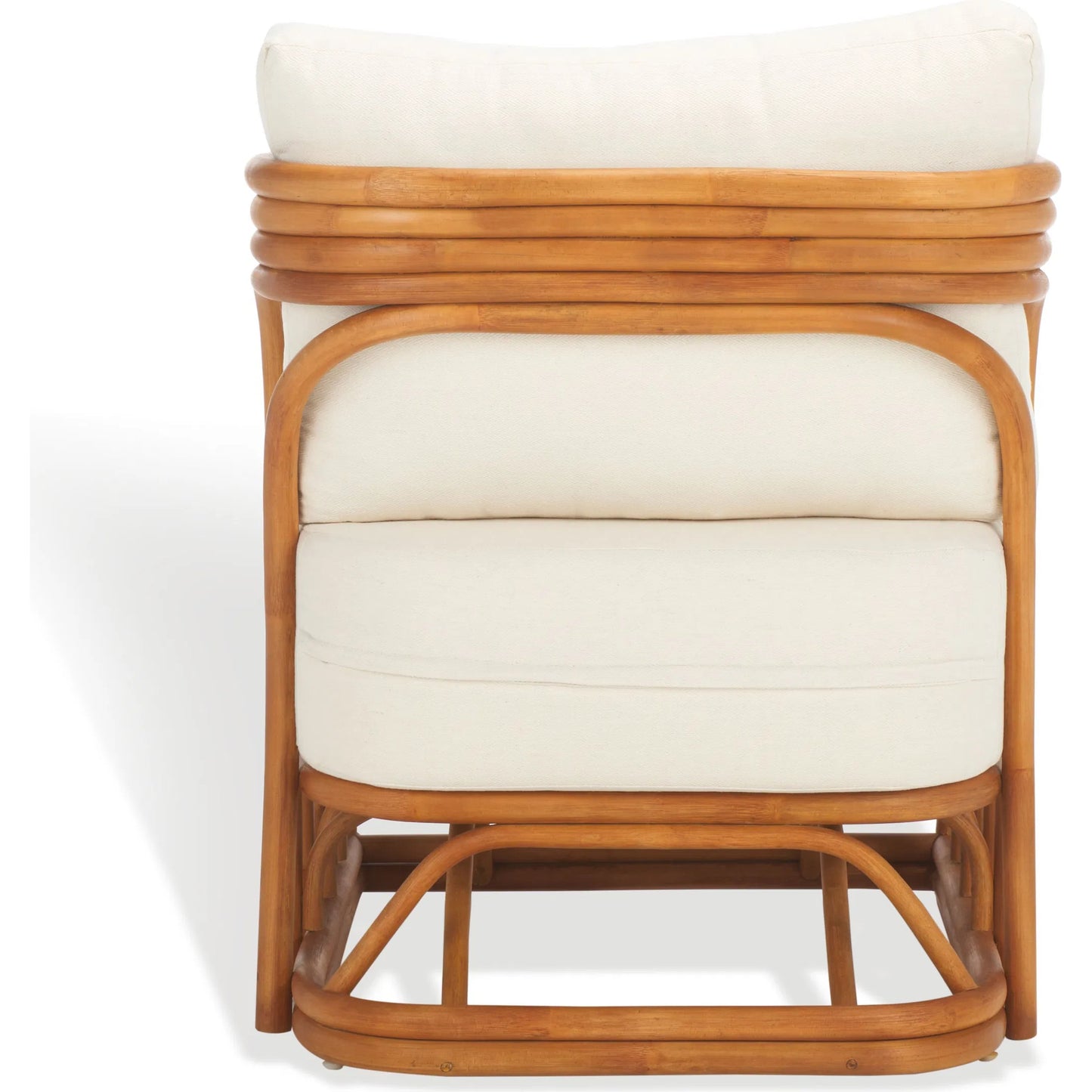 002 SI-2249568 | Additional Silo | Ballard Rattan Accent Chair by HedgeApple Essentials in natural, white. Made from ratan pole linen (100% polyester) polyurethane foam in a transitional style.