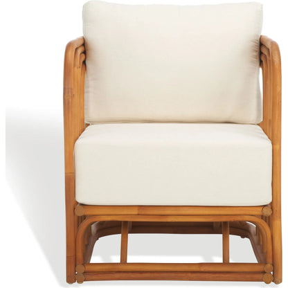 Ballard Rattan Accent Chair by HedgeApple Essentials in natural, white. Made from ratan pole linen (100% polyester) polyurethane foam in a transitional style.