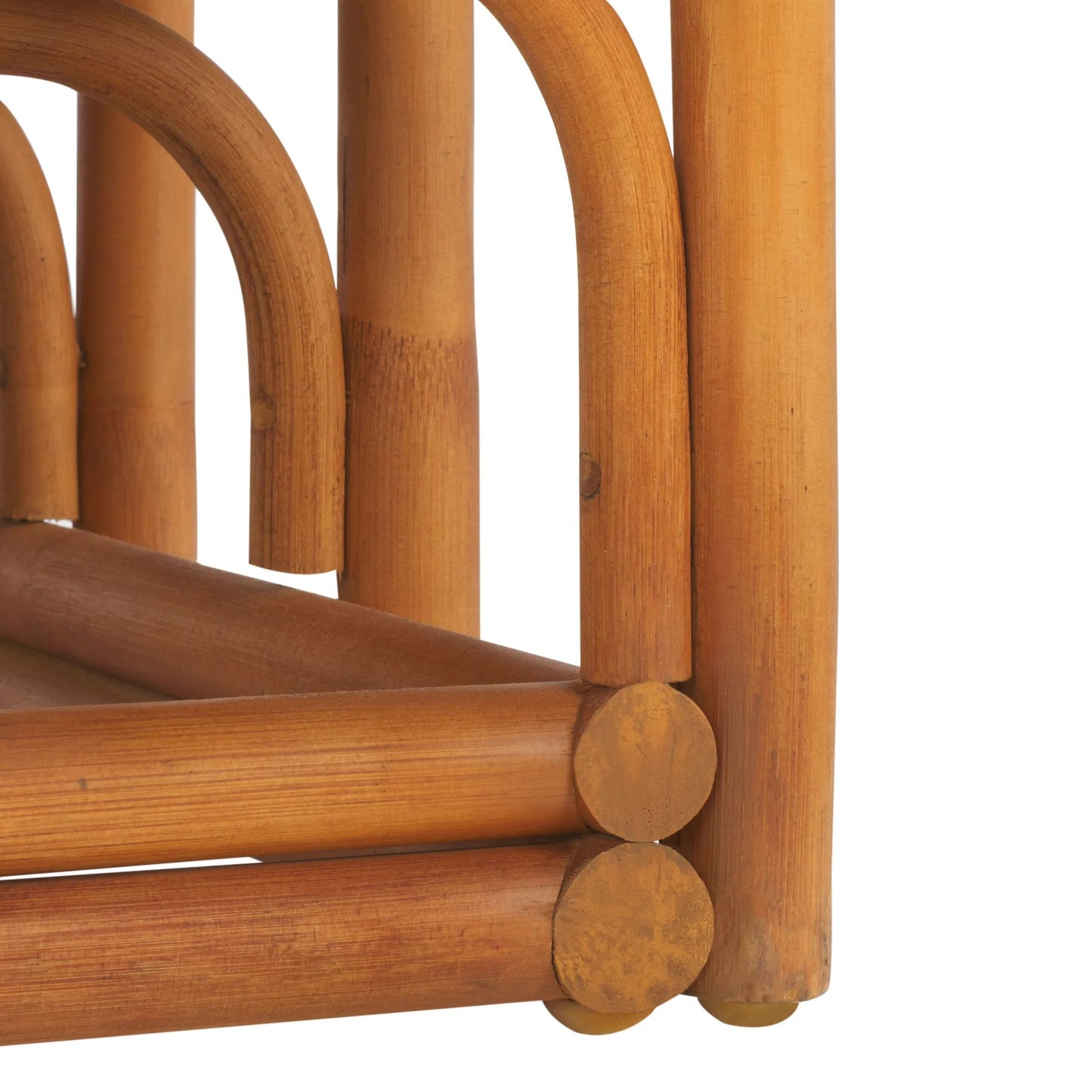009 SI-2249568 | Closeup | Ballard Rattan Accent Chair by HedgeApple Essentials in natural, white. Made from ratan pole linen (100% polyester) polyurethane foam in a transitional style.
