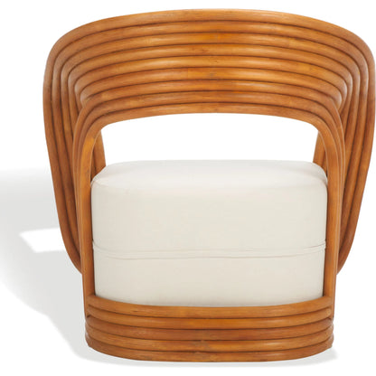 Sheridan Rattan Accent Chair by HedgeApple Essentials in natural, white. Made from ratan pole linen (100% polyester) polyurethane foam in a transitional style.