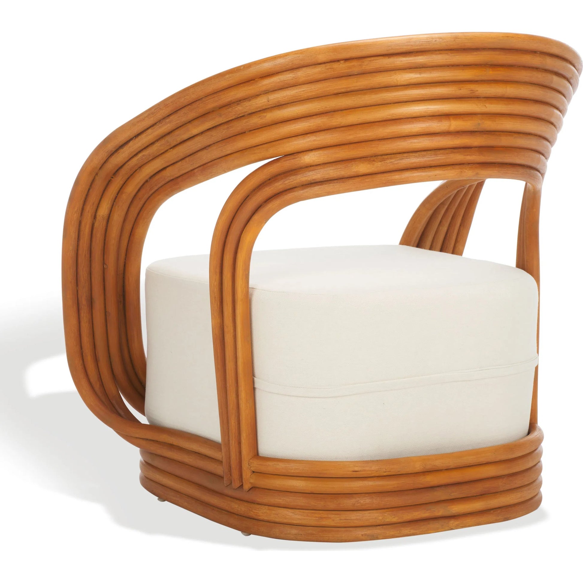 Sheridan Rattan Accent Chair by HedgeApple Essentials in natural, white. Made from ratan pole linen (100% polyester) polyurethane foam in a transitional style.