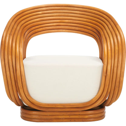 Sheridan Rattan Accent Chair by HedgeApple Essentials in natural, white. Made from ratan pole linen (100% polyester) polyurethane foam in a transitional style.