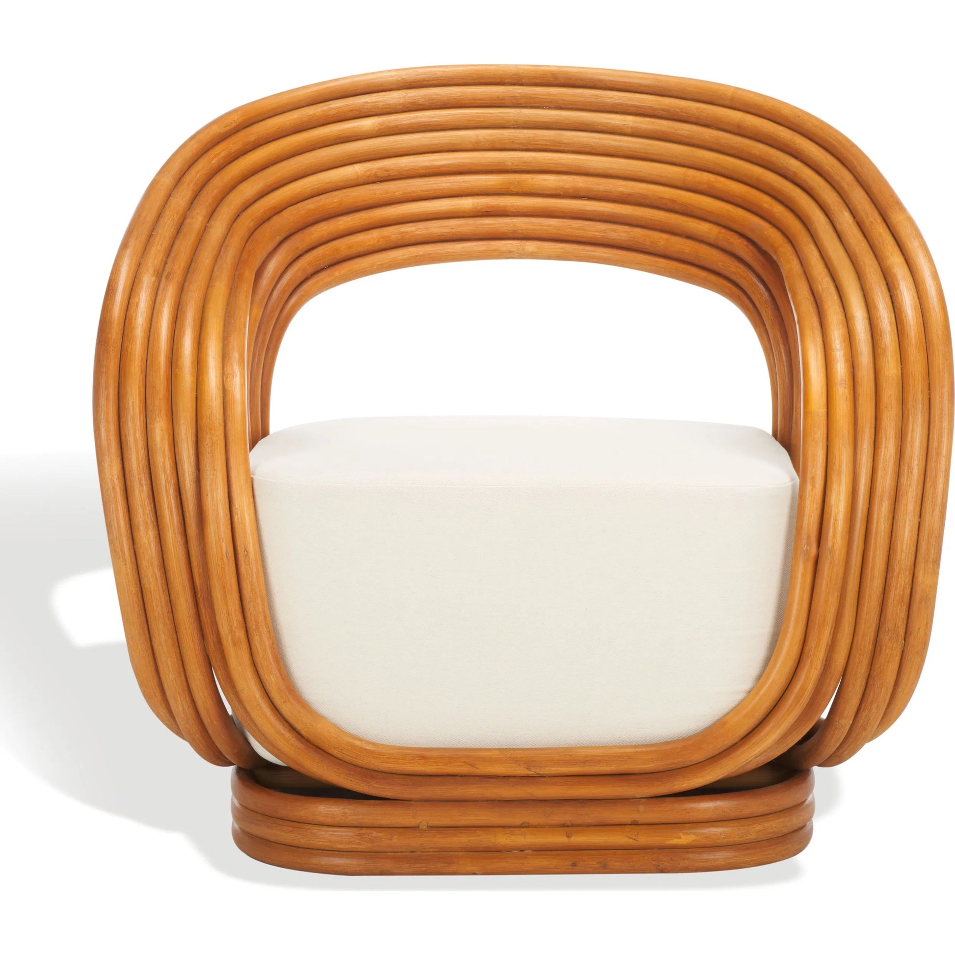 Sheridan Rattan Accent Chair by HedgeApple Essentials in natural, white. Made from ratan pole linen (100% polyester) polyurethane foam in a transitional style.