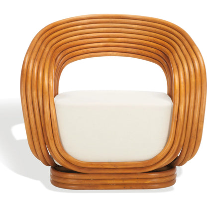 Sheridan Rattan Accent Chair by HedgeApple Essentials in natural, white. Made from ratan pole linen (100% polyester) polyurethane foam in a transitional style.