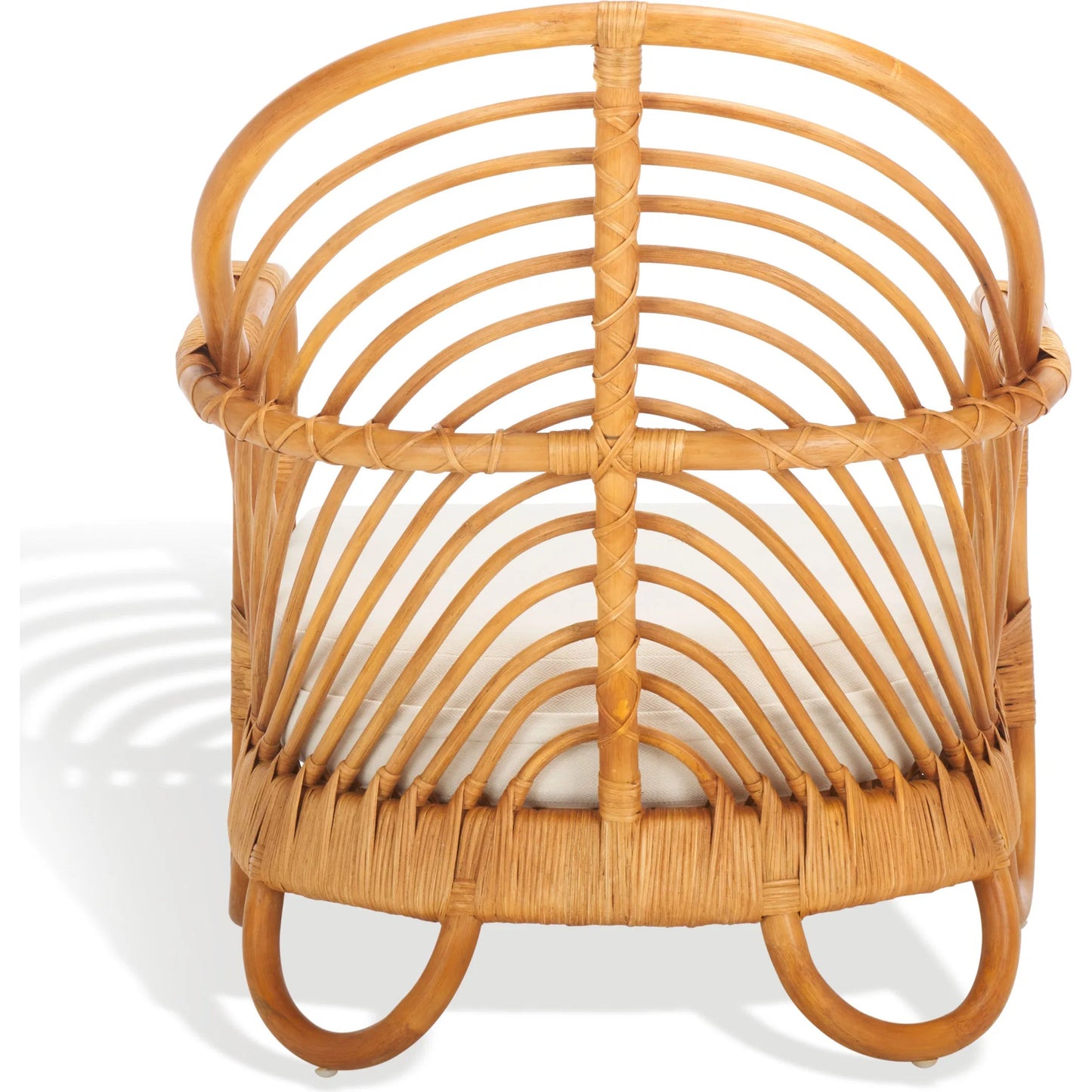 002 SI-2249571 | Additional Silo | Mecklenburg Rattan Accent Chair by HedgeApple Essentials in natural, white. Made from ratan pole linen (100% polyester) polyurethane foam in a rustic style.