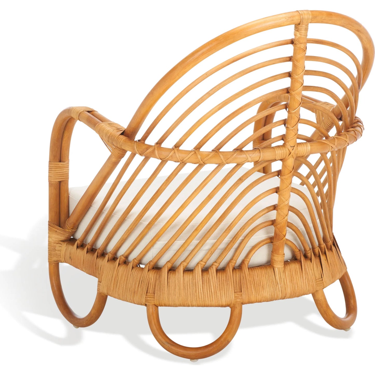 003 SI-2249571 | Additional Silo | Mecklenburg Rattan Accent Chair by HedgeApple Essentials in natural, white. Made from ratan pole linen (100% polyester) polyurethane foam in a rustic style.