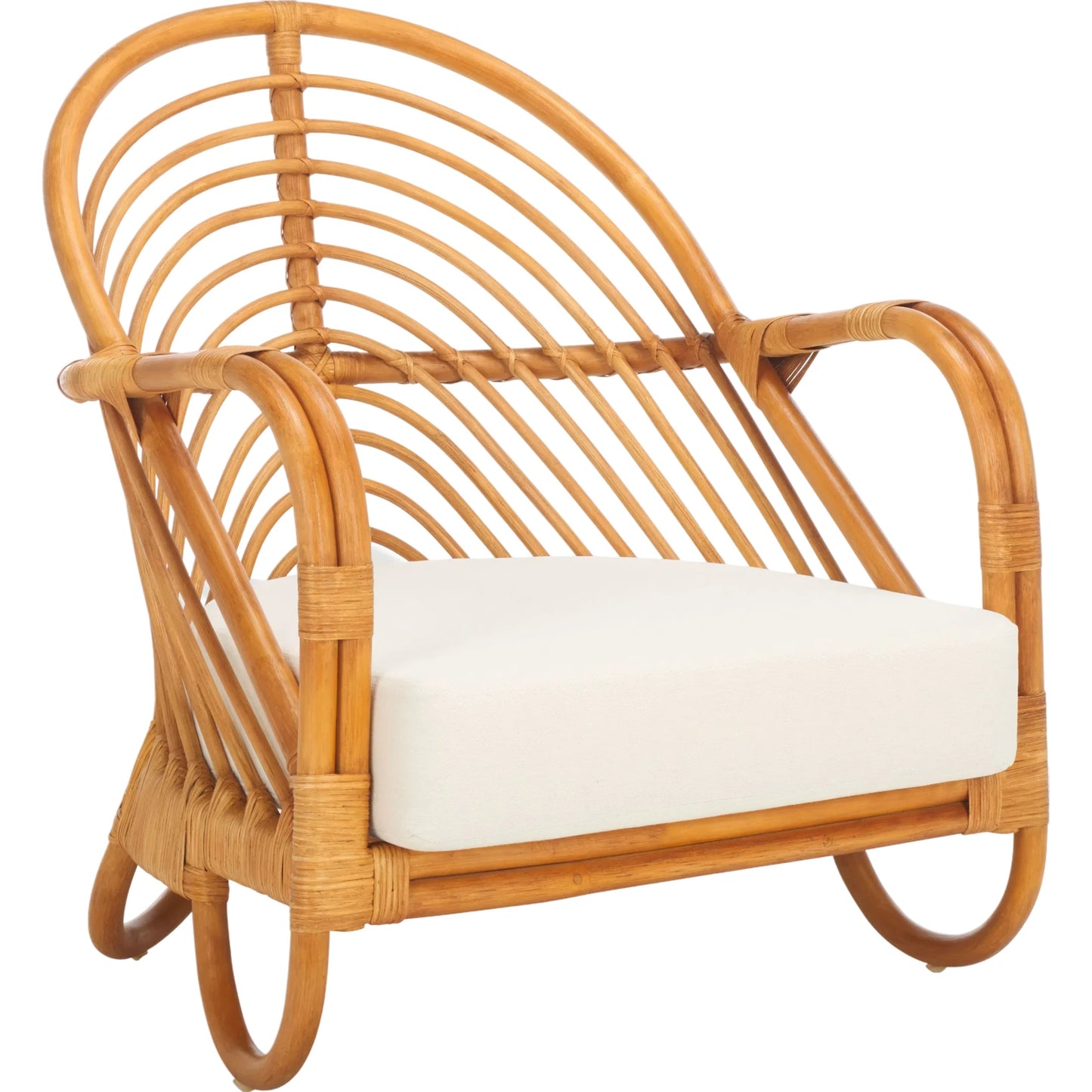 001 SI-2249571 | Primary Silo | Mecklenburg Rattan Accent Chair by HedgeApple Essentials in natural, white. Made from ratan pole linen (100% polyester) polyurethane foam in a rustic style.