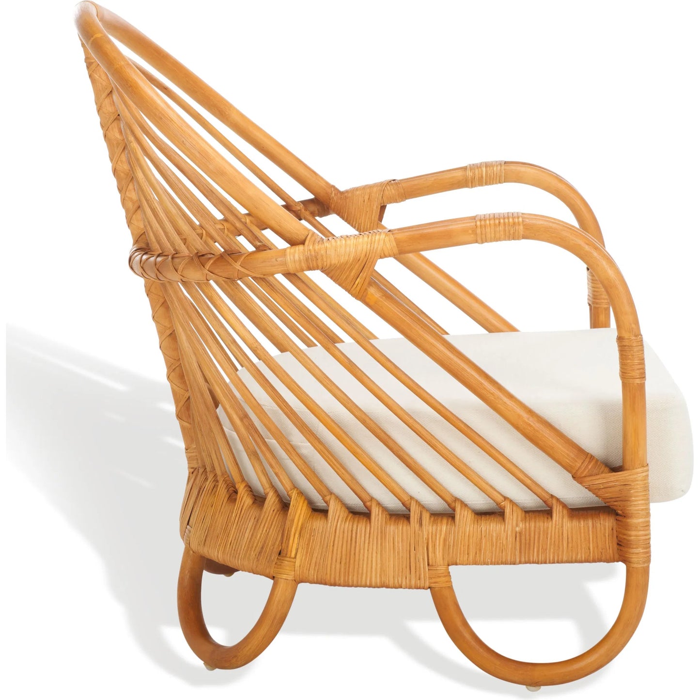 005 SI-2249571 | Additional Silo | Mecklenburg Rattan Accent Chair by HedgeApple Essentials in natural, white. Made from ratan pole linen (100% polyester) polyurethane foam in a rustic style.