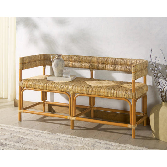 Camp Banana Weaving Bench by HedgeApple Essentials in natural. Made from rattan, banana weaving, plywood in a unique style.