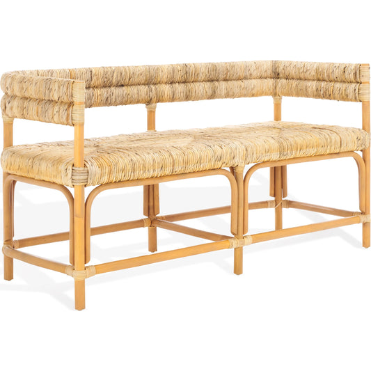 Camp Banana Weaving Bench by HedgeApple Essentials in natural. Made from rattan, banana weaving, plywood in a unique style.