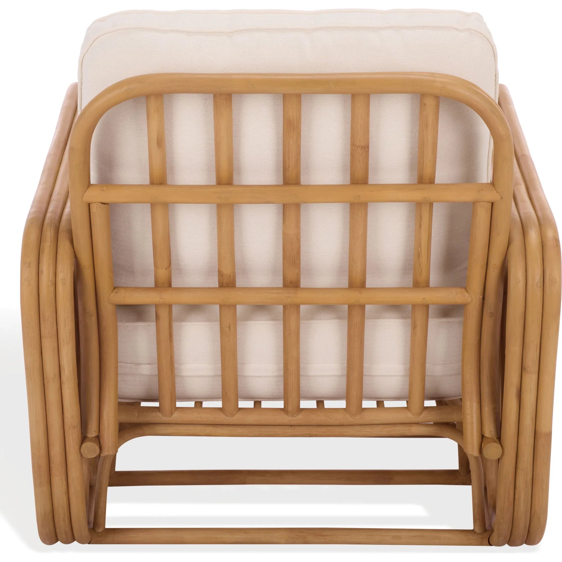 Otsego Rattan Pole Accent Chair by HedgeApple Essentials in natural, white. Made from linen (65% cotton, 35% polyester), foam in a unique style.