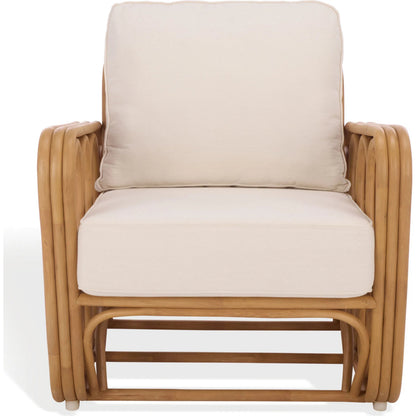 Otsego Rattan Pole Accent Chair by HedgeApple Essentials in natural, white. Made from linen (65% cotton, 35% polyester), foam in a unique style.