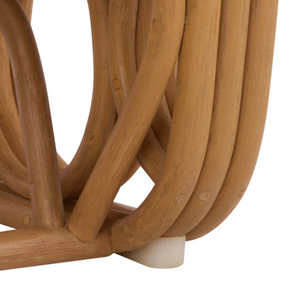 Otsego Rattan Pole Accent Chair by HedgeApple Essentials in natural, white. Made from linen (65% cotton, 35% polyester), foam in a unique style.