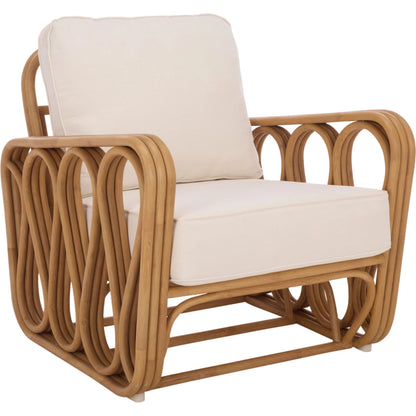 Otsego Rattan Pole Accent Chair by HedgeApple Essentials in natural, white. Made from linen (65% cotton, 35% polyester), foam in a unique style.