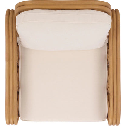 Otsego Rattan Pole Accent Chair by HedgeApple Essentials in natural, white. Made from linen (65% cotton, 35% polyester), foam in a unique style.