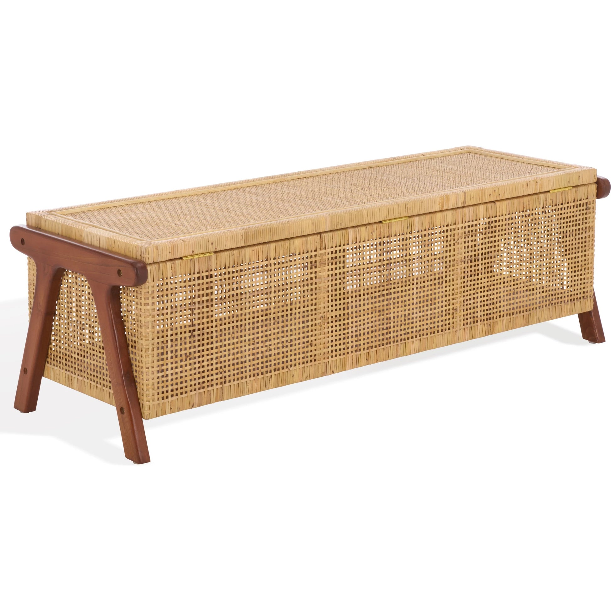 Addison Storage Trunk by HedgeApple Essentials in natural, walnut. Made from mahogany, sungkai, rattan peel in a rustic style.