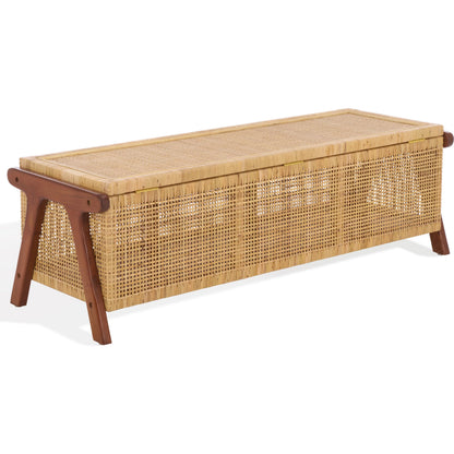 Addison Storage Trunk by HedgeApple Essentials in natural, walnut. Made from mahogany, sungkai, rattan peel in a rustic style.
