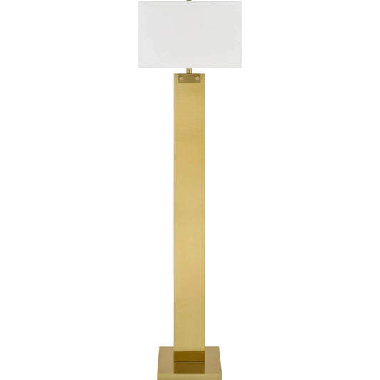 Cardwell Accent Floor Lamp by Surya in white, metallic brass. Made from iron, linen, polyester in a unique style.
