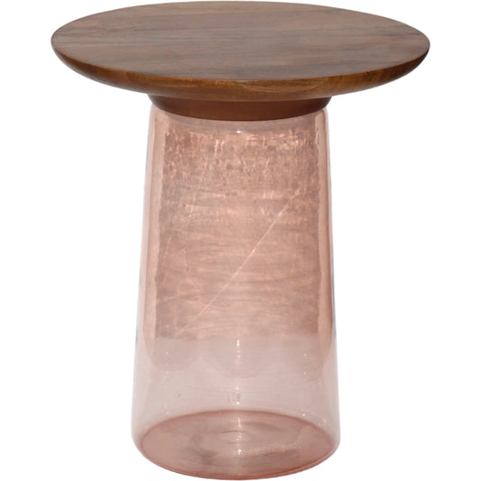 Colwyn End Table - 527916 by Surya. Made from top: mango wood, base: glass in a modern style.