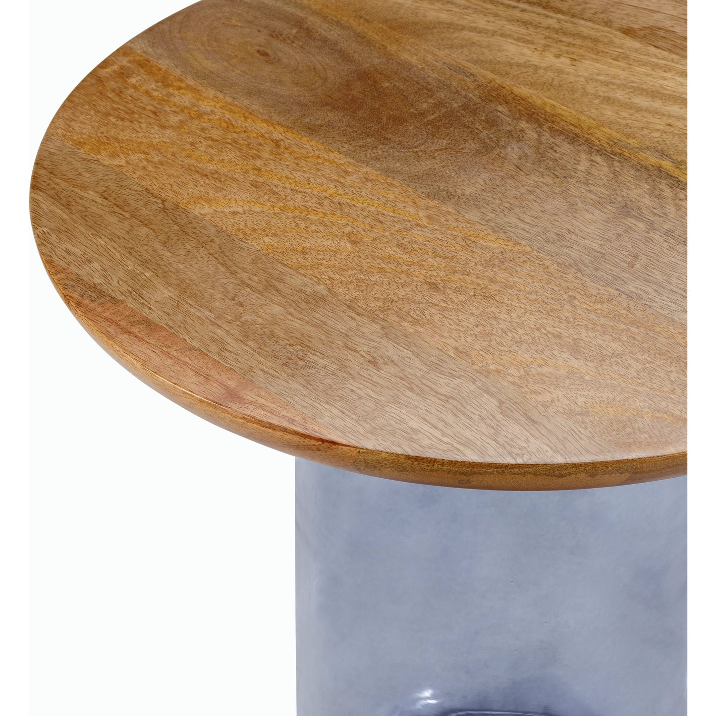 006 SI-2132864 | Closeup | Colwyn End Table - 527916 by Surya. Made from top: mango wood, base: glass in a modern style.