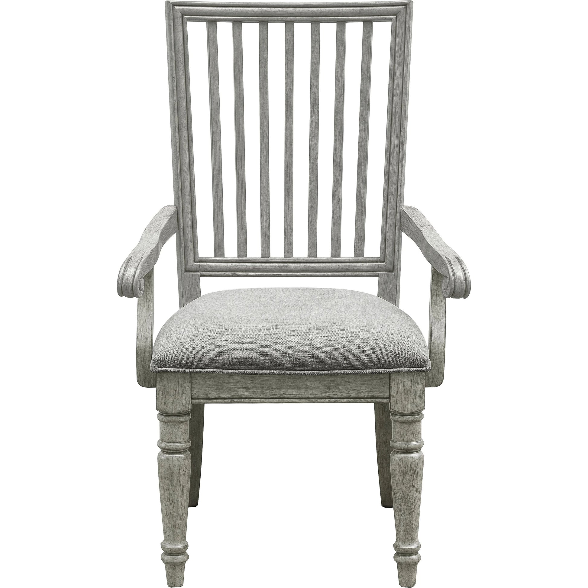 Madison Ridge Arm Chair by Pulaski Furniture in bluff grey. Made from asian hardwood, oak veneers, fabric in a traditional style.