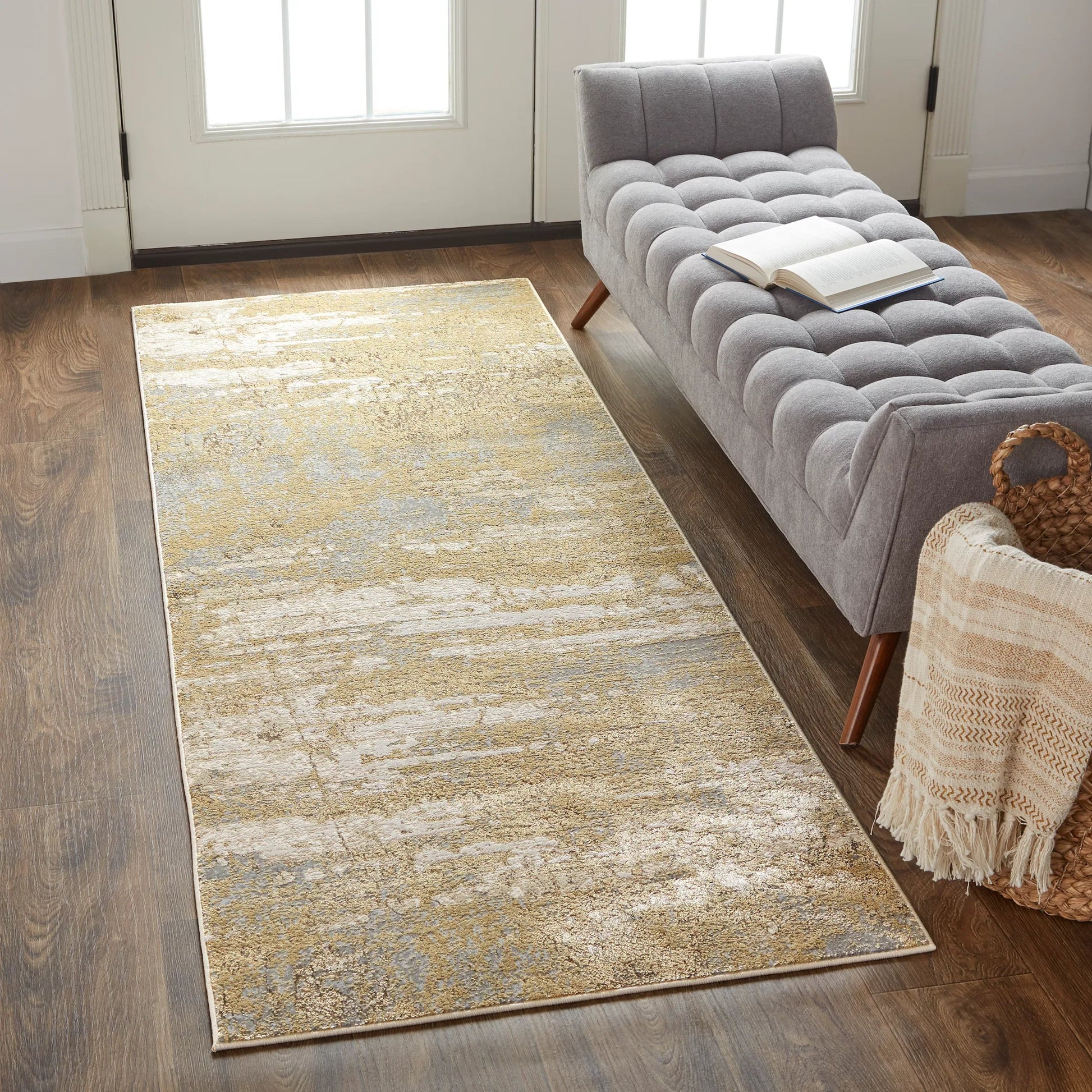 Aura Rug - 3567F by Feizy in ivory, gold, gray. Made from polyester, polypropylene in a unique style.