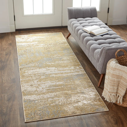 Aura Rug - 3567F by Feizy in ivory, gold, gray. Made from polyester, polypropylene in a unique style.