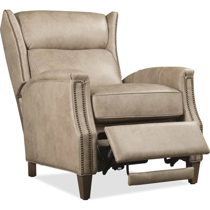 Lansing Power Recliner with Power Headrest by Hooker Furniture in dark wood. Made from leather in a traditional style.