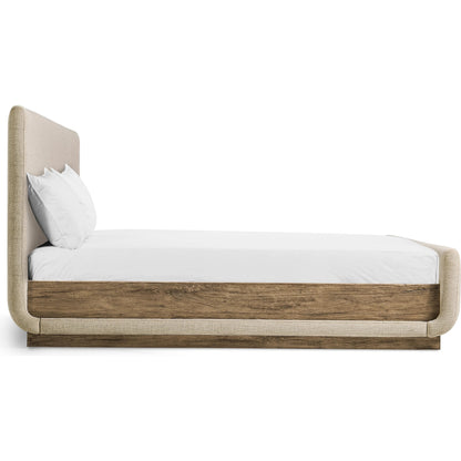 Stone Ridge Upholstered Bed by Jonathan Charles in tully light acacia. Made from unique in a transitional style.