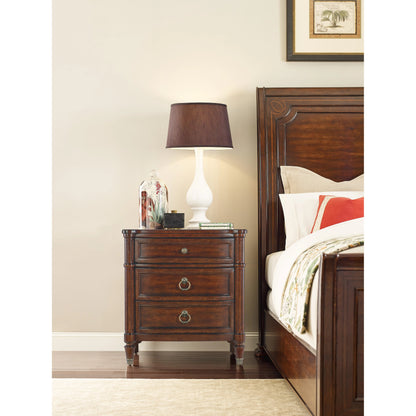 Charleston 30" Three-Drawer Nightstand by Hooker Furniture. Made from cherry, maple veneers, metal, solid-wood edge top in a traditional style.