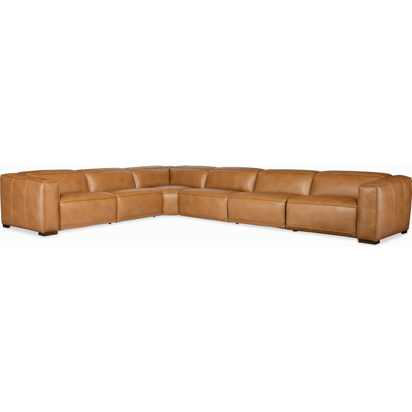 001 SI-2185874 | Primary Silo | Fresco 6 Seat Power Recline Sectional by Hooker Furniture in brown. Made from leather in a traditional style.