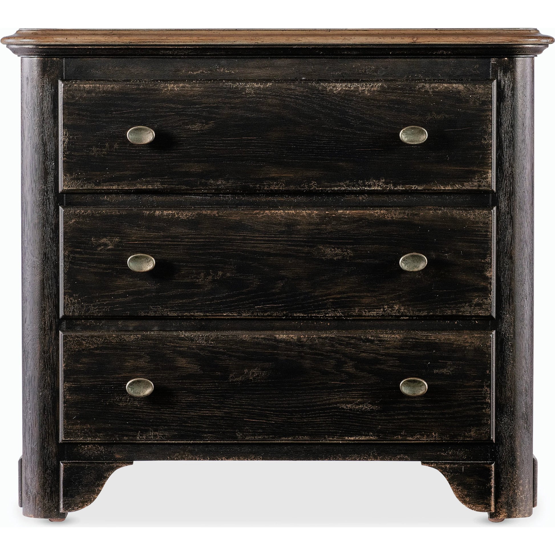 Americana Three-Drawer Nightstand by Hooker Furniture. Made from oak veneers with solid-wood edge top in a modern style.