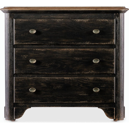 Americana Three-Drawer Nightstand by Hooker Furniture. Made from oak veneers with solid-wood edge top in a modern style.