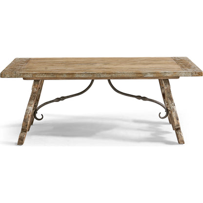 Caldera Curved-Base Cocktail Table by Jonathan Charles in light spain painted walnut. Made from acacia in a traditional style.