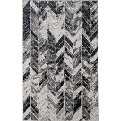 Micah Chevron Rug - 3048F by Feizy in black, gray, silver. Made from polyester, polypropylene in a unique style.