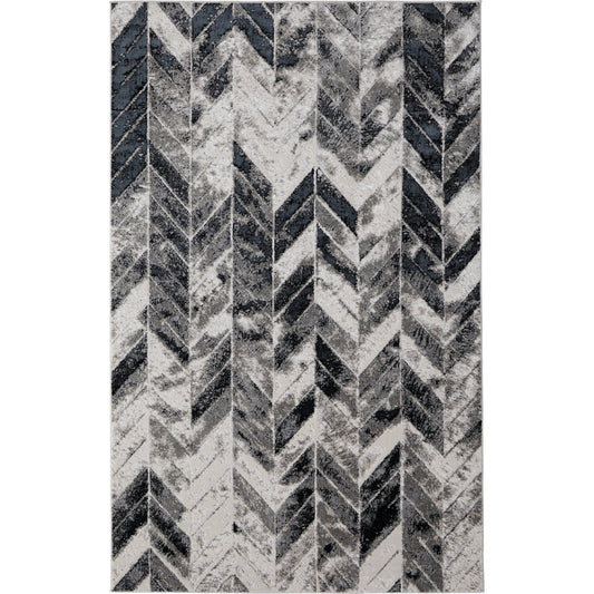 Micah Chevron Rug - 3048F by Feizy in black, gray, silver. Made from polyester, polypropylene in a unique style.