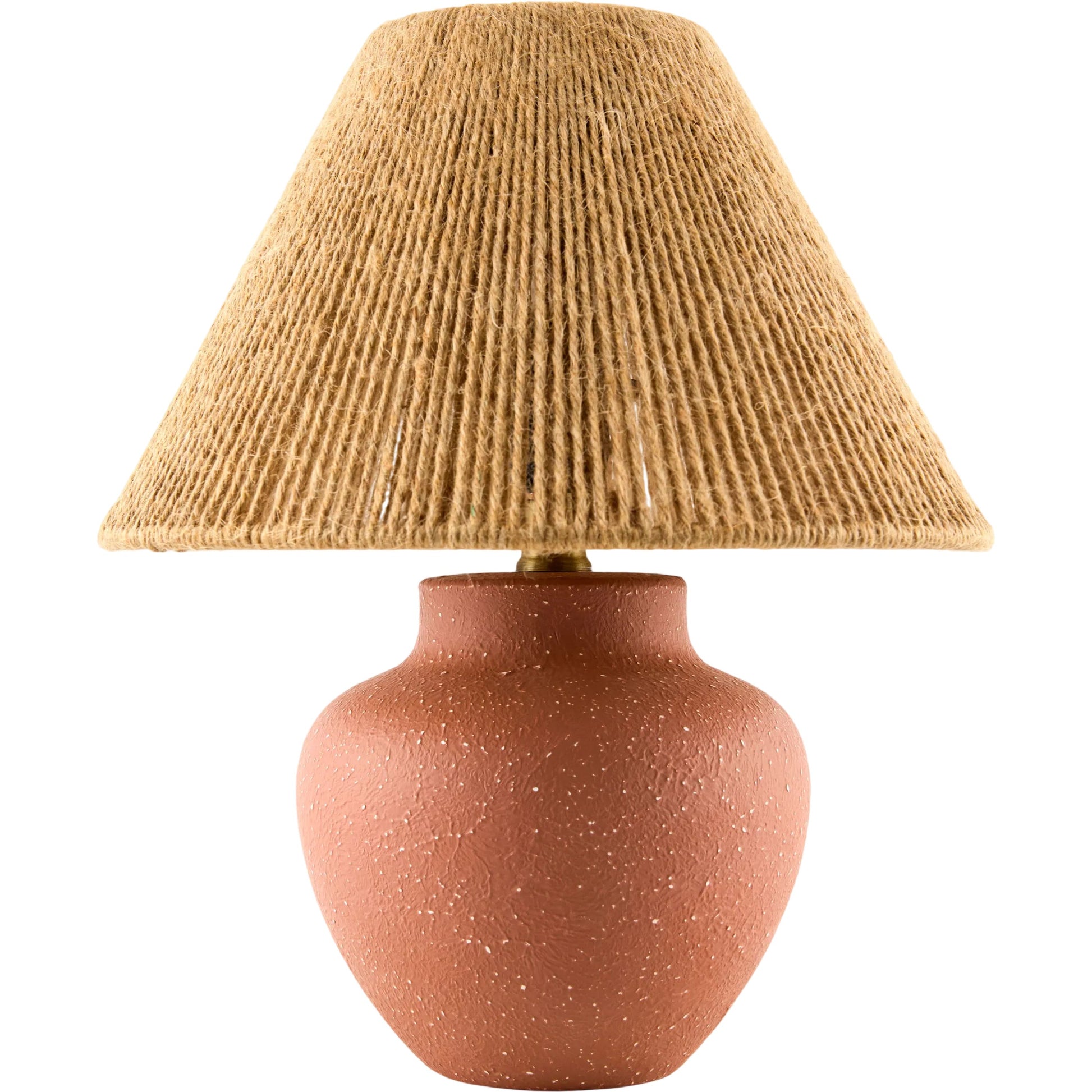 Clayden Accent Table Lamp by Livabliss in red, brown, translucent and glazed. Made from ceramic, hemp in a unique style.