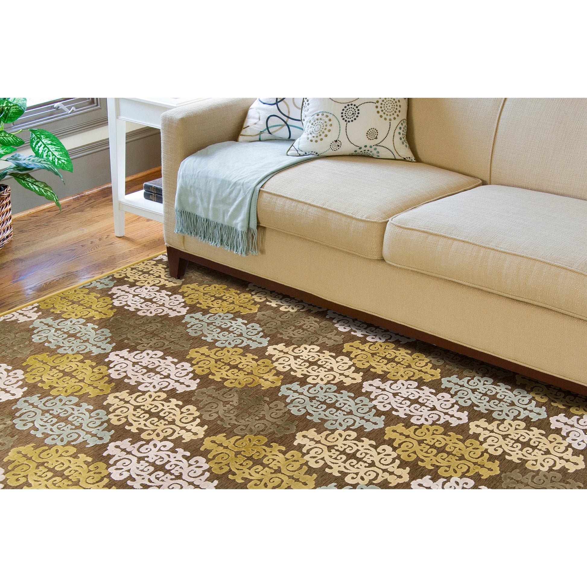 Cynthia CYN-3800 Rug by Surya in milk chocolate. Made from 60% viscose, 40% polyester in a unique style.