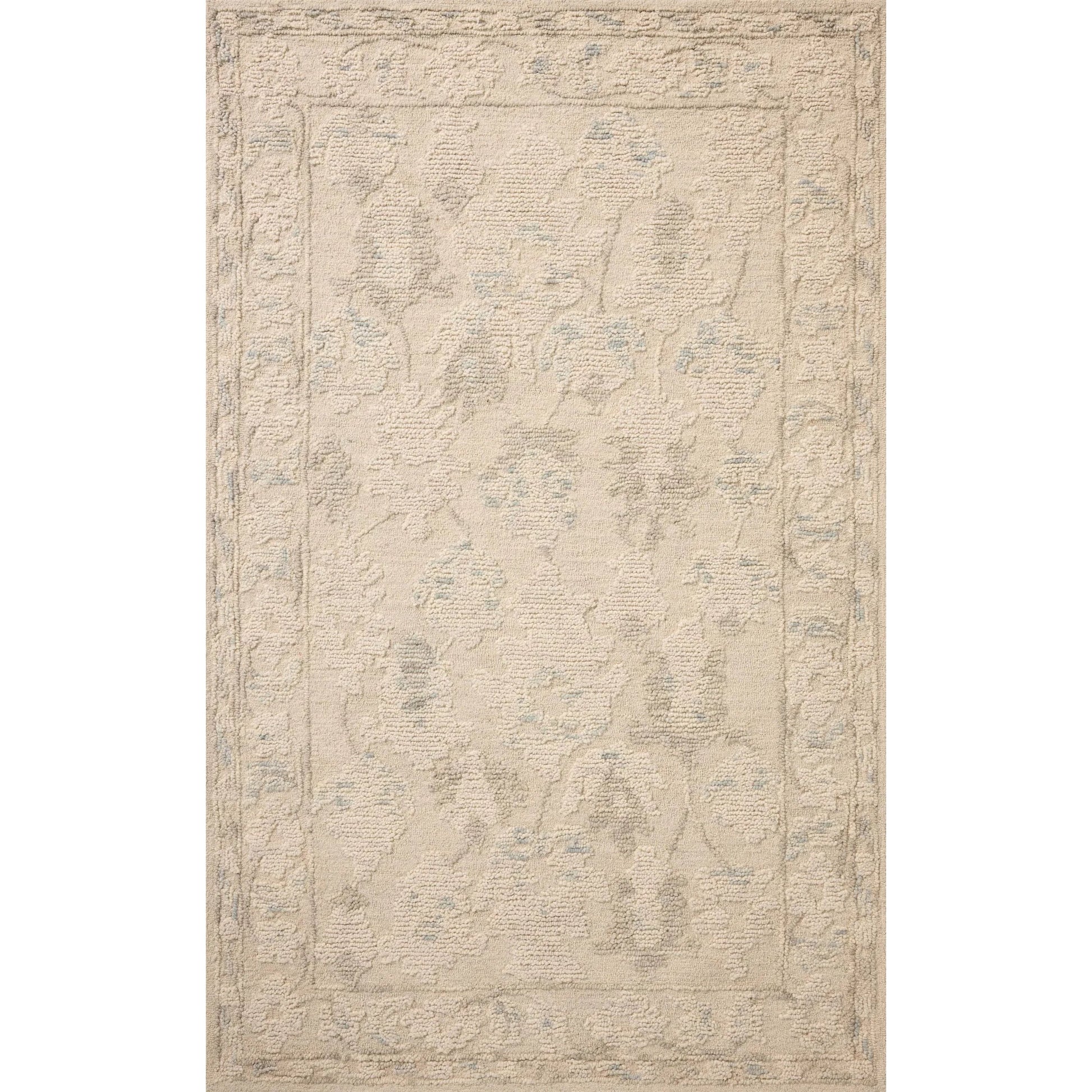 Cynthia CYN-02 Rug by Loloi in ivory, sky. Made from 80% wool, 20% cotton in a unique style.