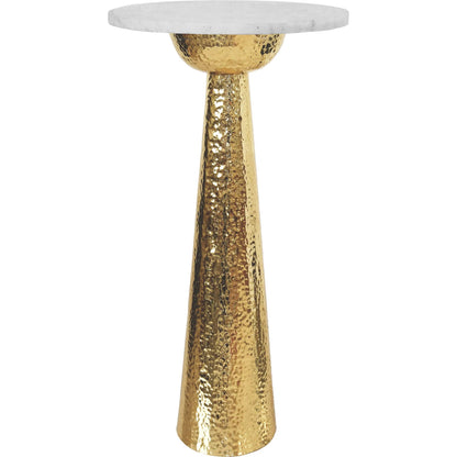 Cynthia Hammered Brass Side Table by Worlds Away in brass. Made from marble, brass in a modern style.