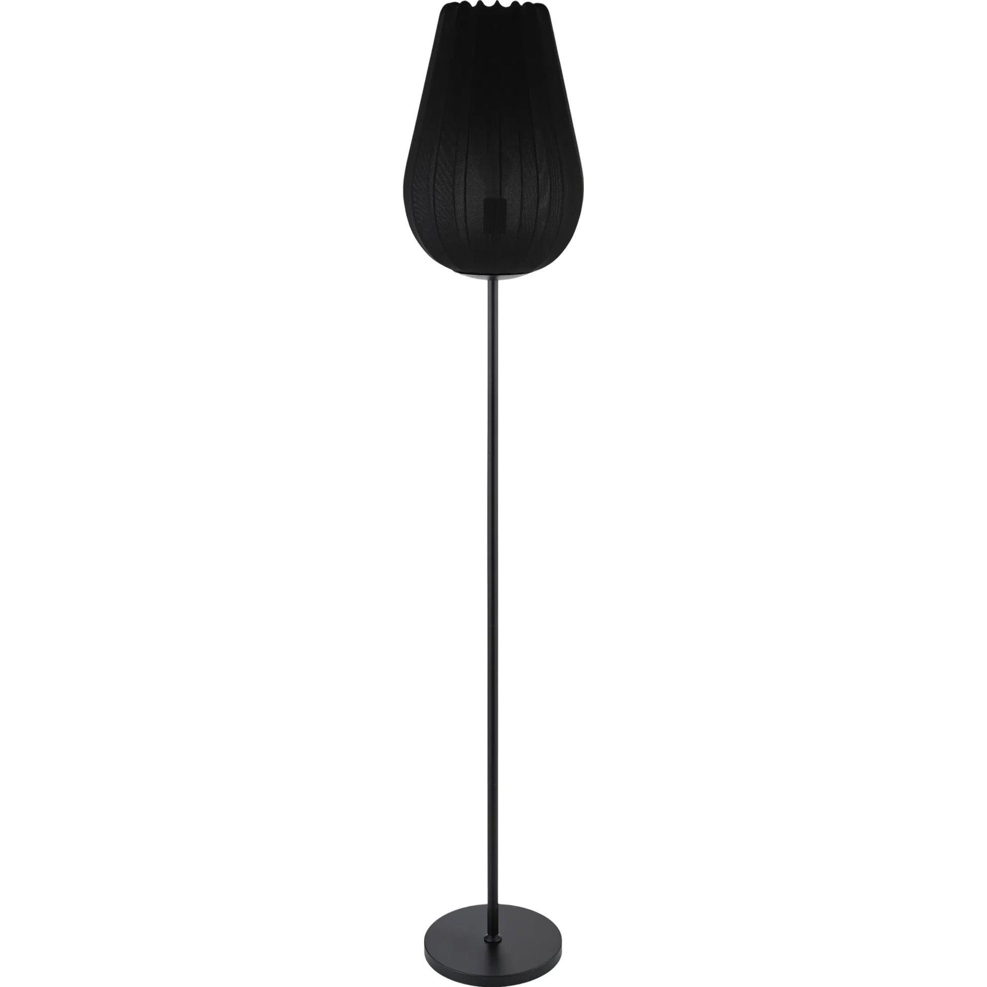 Cayo Task Floor Lamp by Livabliss in body: black; base: black; shade: black; cord: black and painted. Made from iron, linen in a modern style.