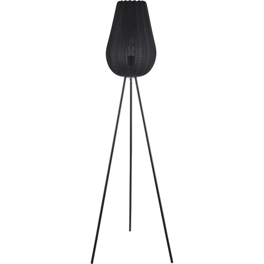 Cayo Task Floor Lamp by Livabliss in body: black; shade: black; cord: black and painted. Made from iron, linen in a unique style.
