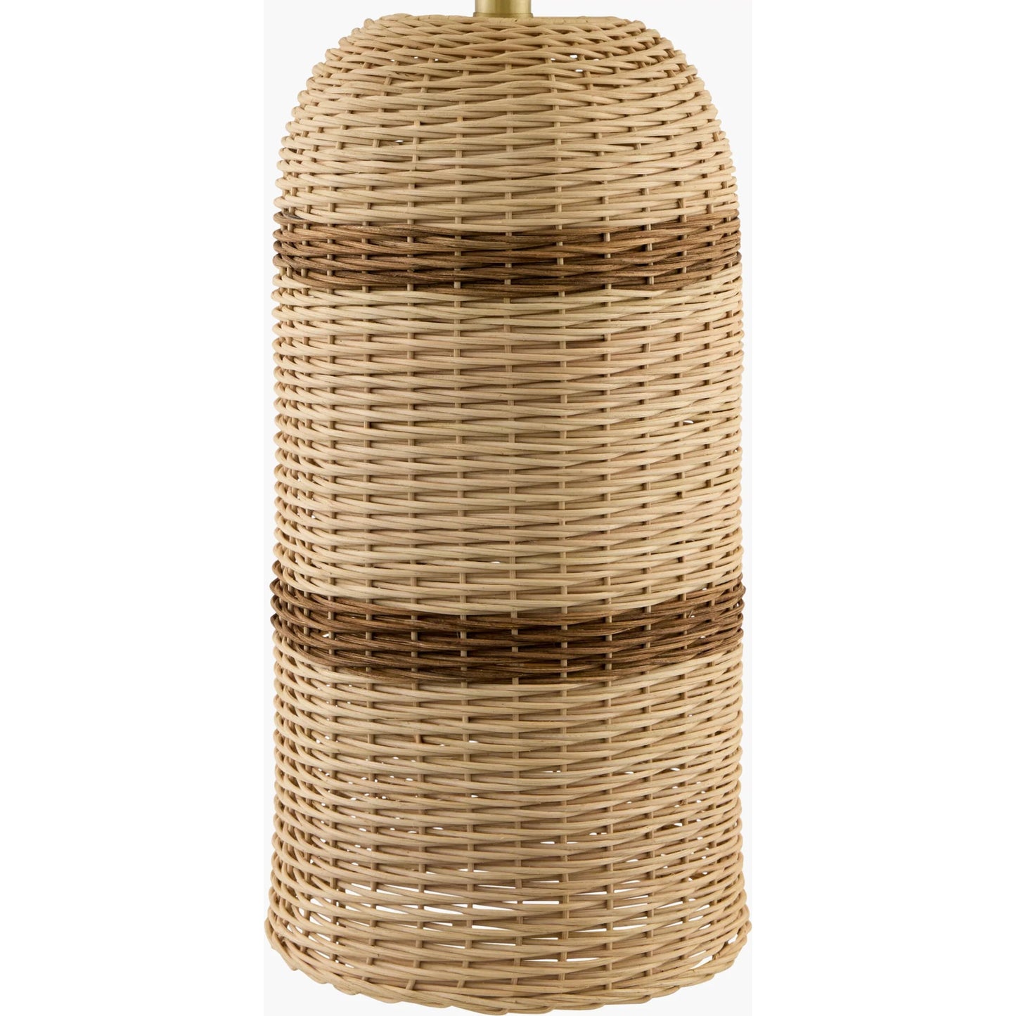 002 SI-2258872 | Closeup | Caylus Accent Table Lamp by Livabliss in body: beige; shade: white; finial: metallic - brass; harp: metallic - brass; cord: translucent and natural, plated. Made from rattan, linen, polyester, iron in a rustic style.